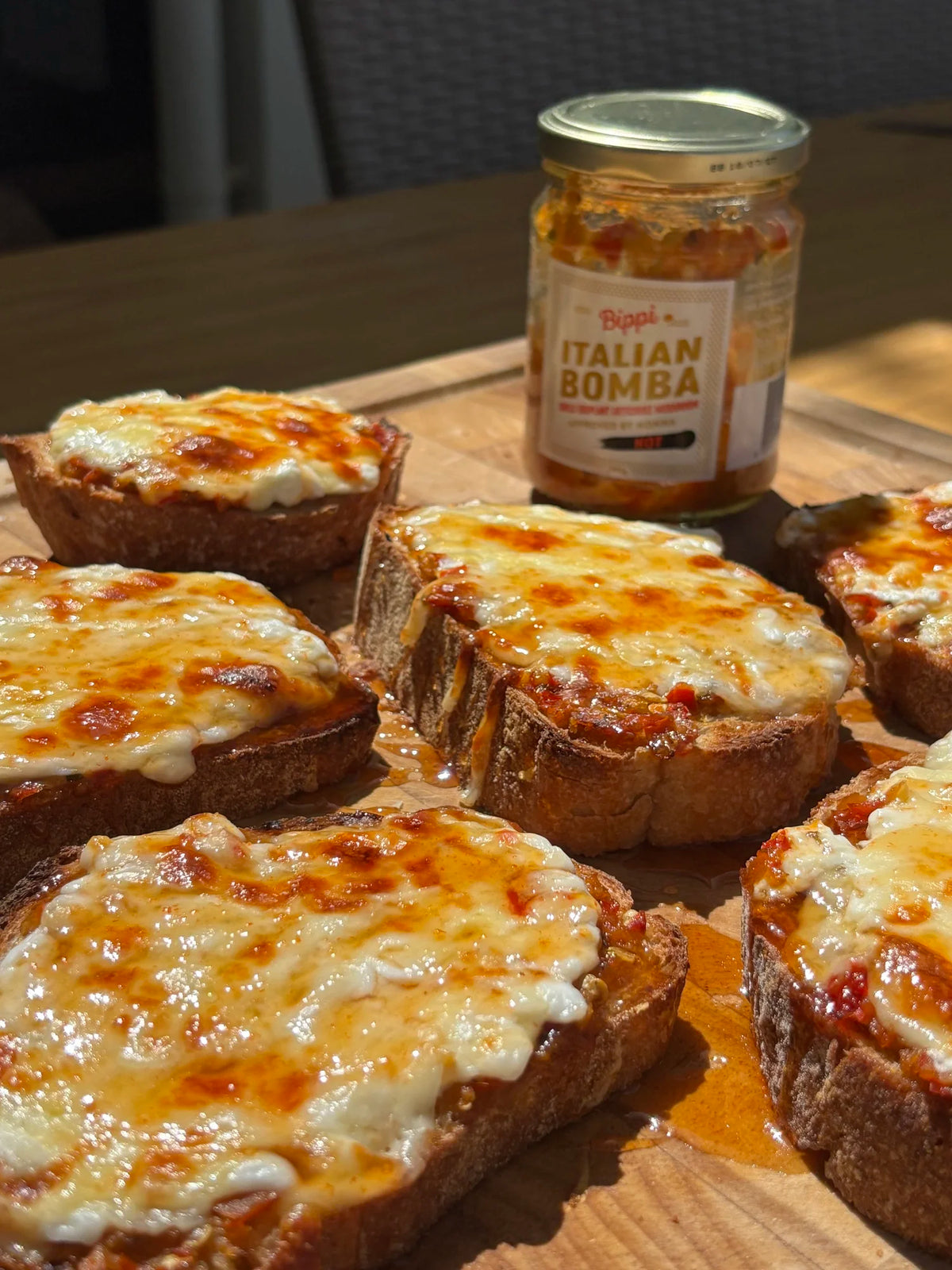 Hot bomba toasts made with Bippi Italian Bomba