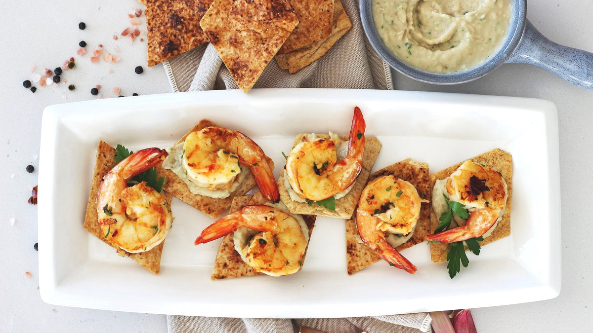 Prawn and white bean canapés made with Bippi Italian style chilli