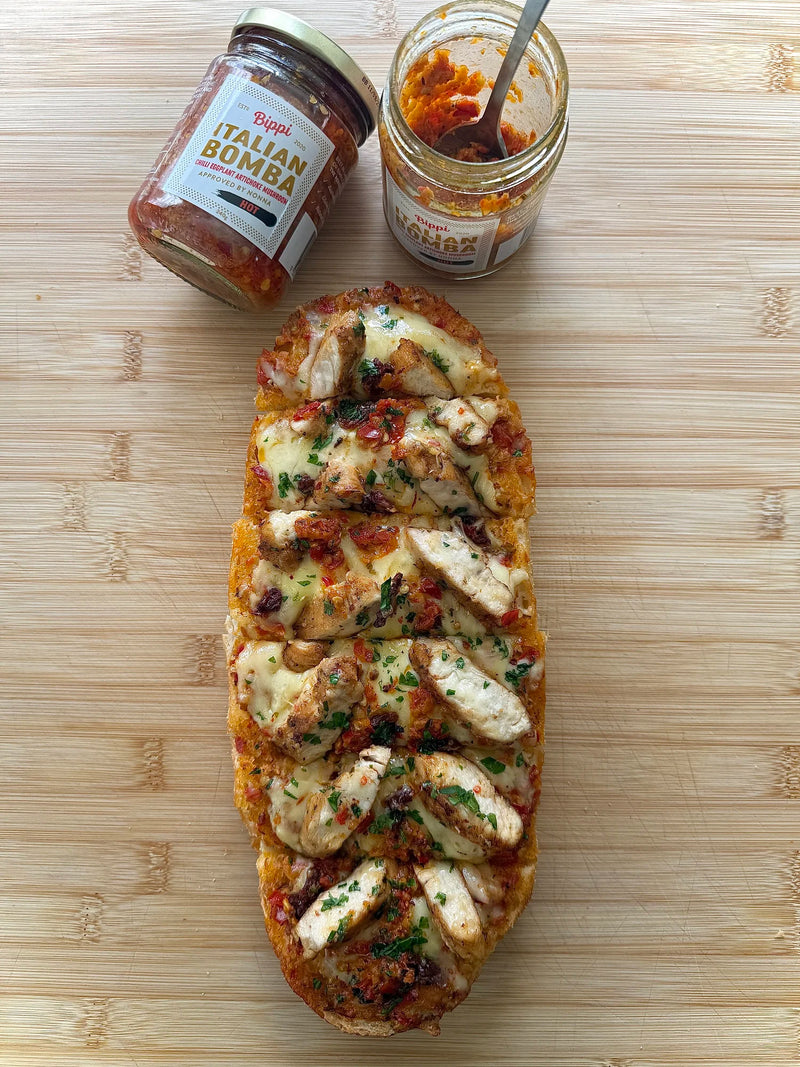 Bomba chicken melt made with Bippi Italian Bomba