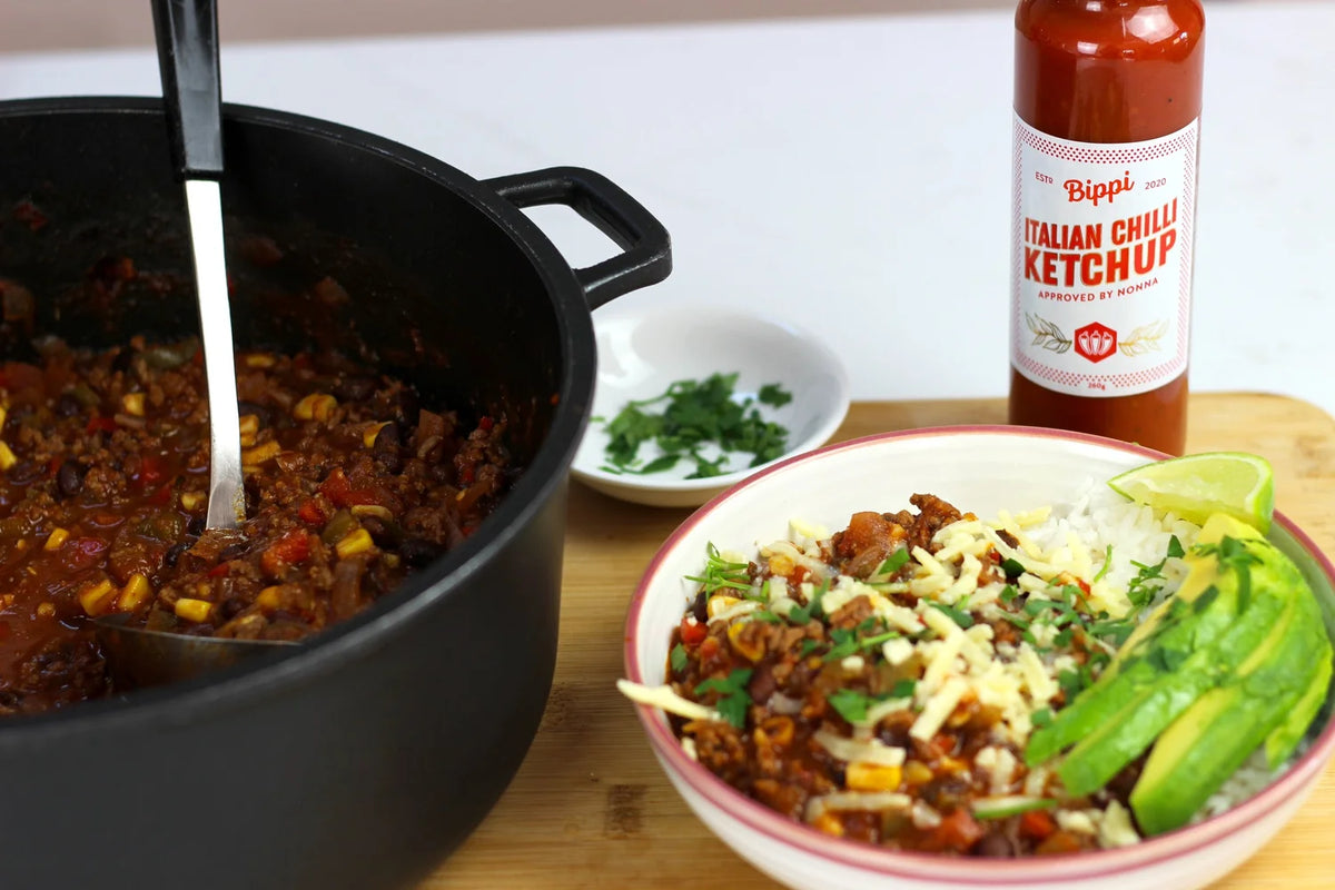 Chilli con carne made with Bippi Italian style chilli