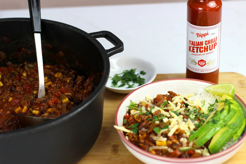 Chilli con carne made with Bippi Italian style chilli