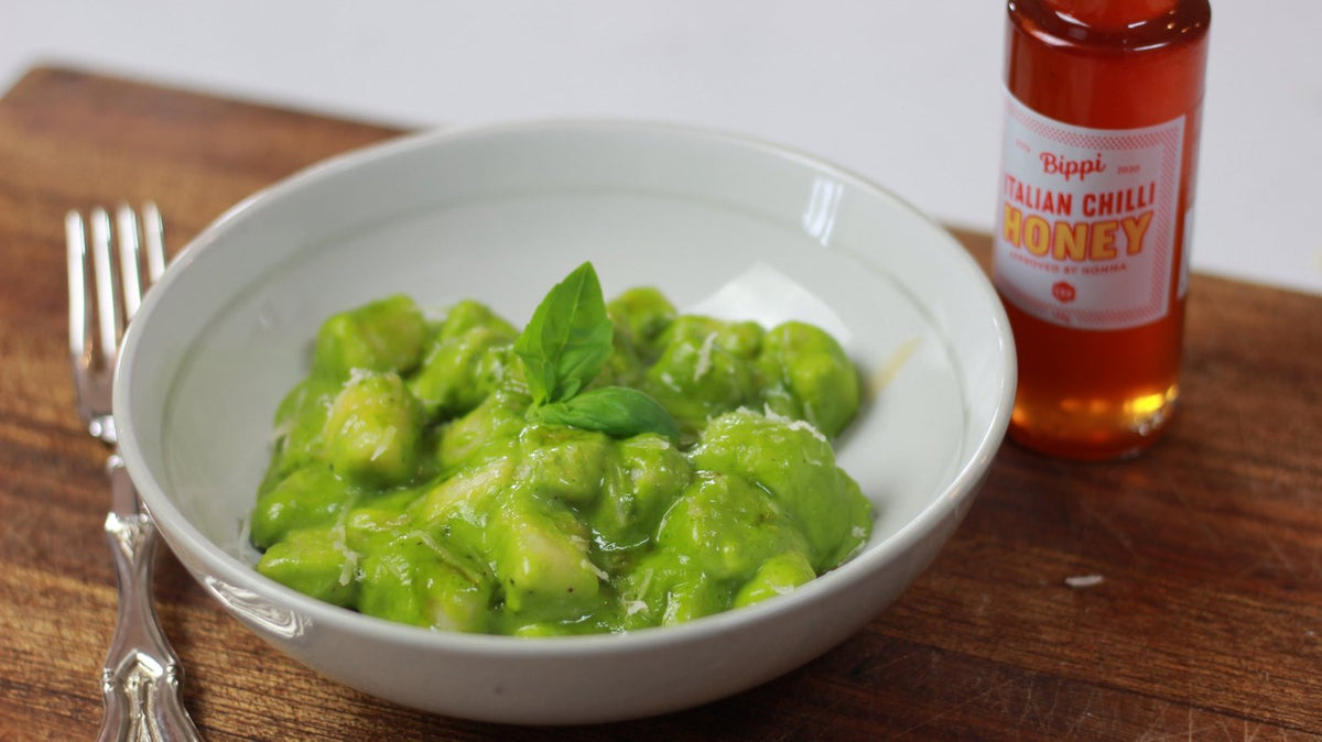 Chilli honey pesto gnocchi made with Bippi Chilli Honey Pesto