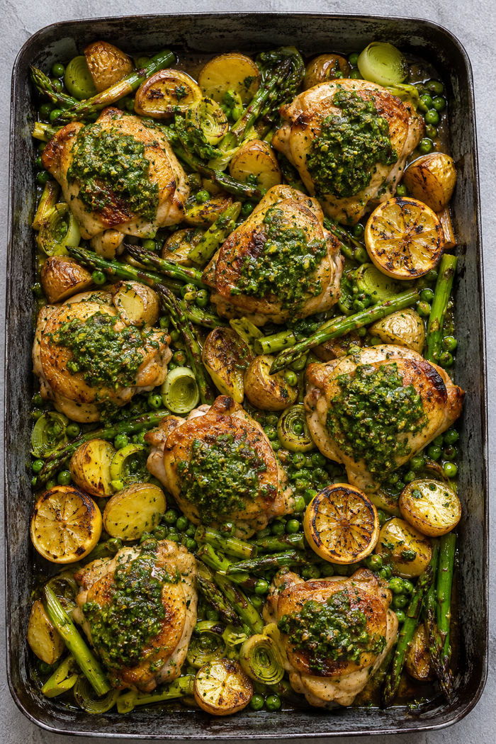 Spring Chicken & Salsa Verde Traybake