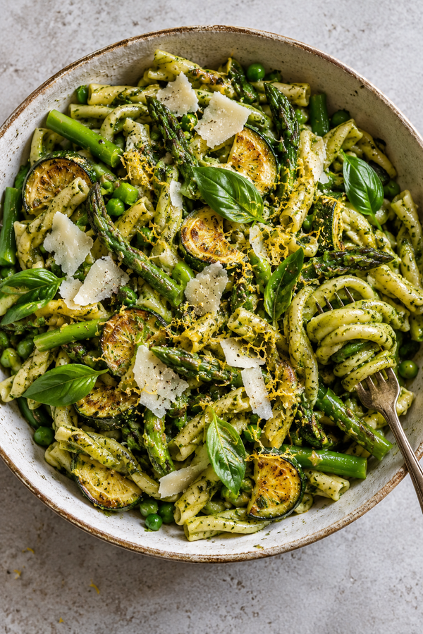 Pasta Primavera with Chilli Pesto