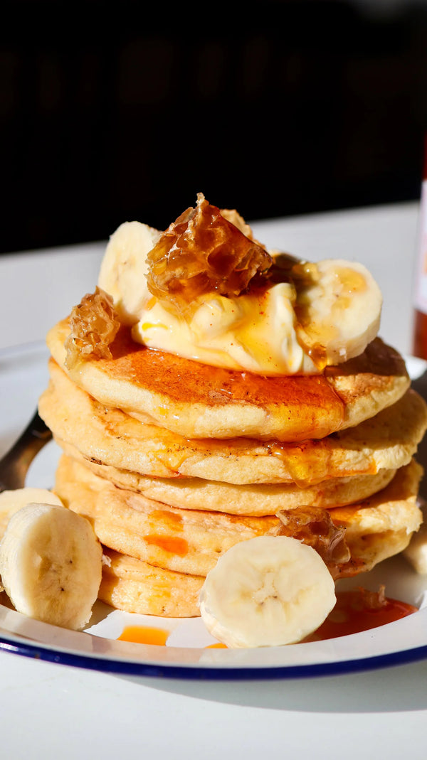 Ricotta Pancakes with Chilli Honey