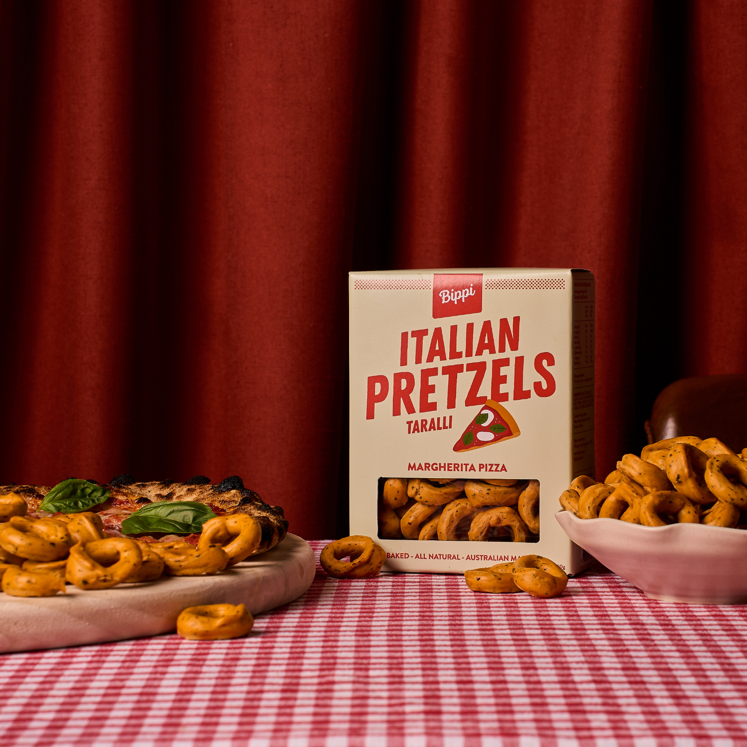 Bippi Italian Pretzels Margherita served in a bowl
