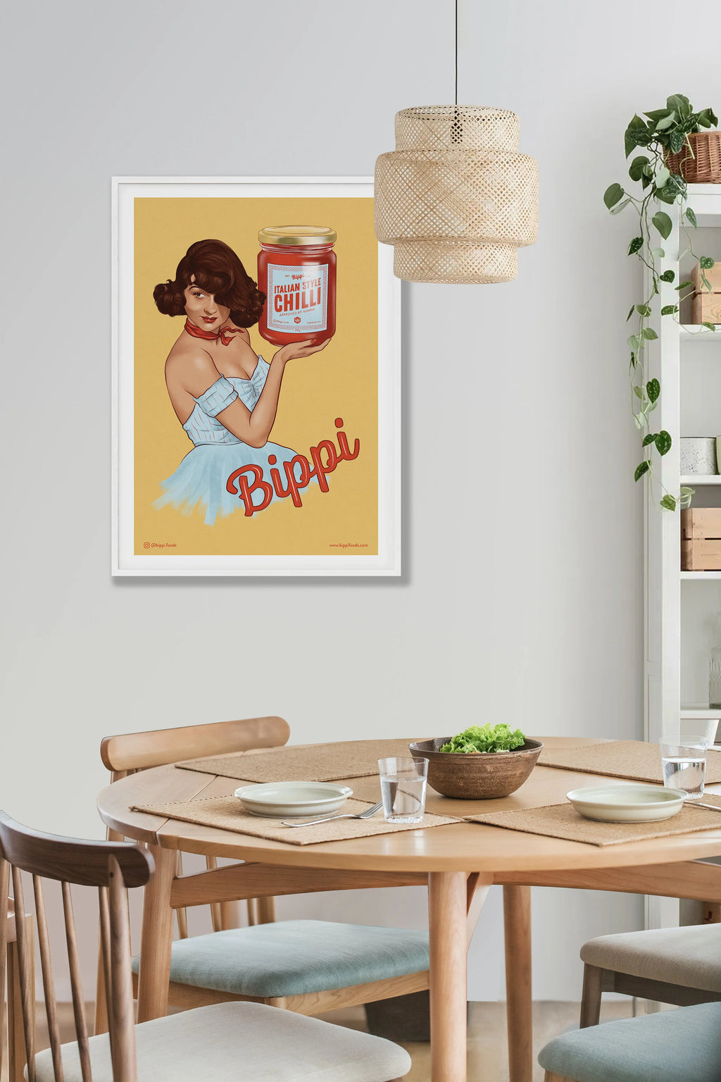 Retro Bippi poster displayed in a frame