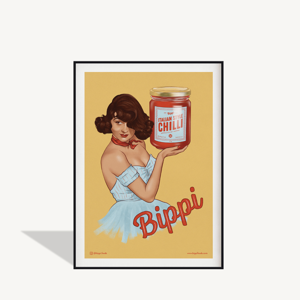 Retro Bippi poster with vintage Italian design