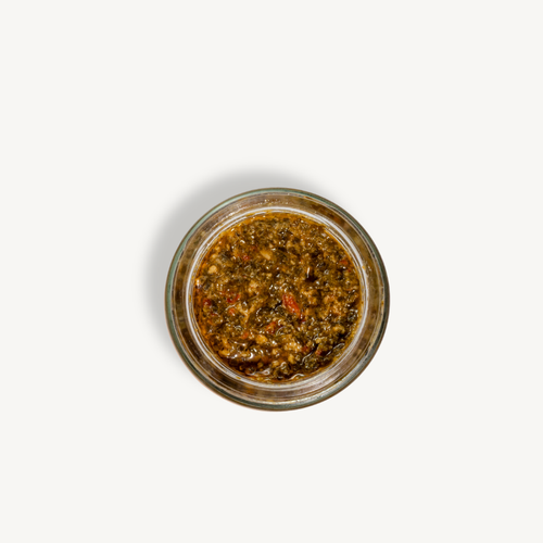 Back label of Bippi Chilli Honey Pesto jar
