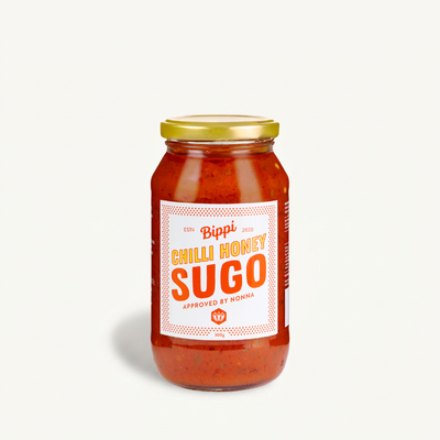 Jar of Bippi Chilli Honey Sugo – sweet and spicy Italian pasta sauce