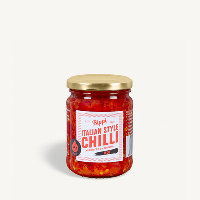 Jar of Bippi Italian Style Chilli Hot – spicy Italian chilli condiment