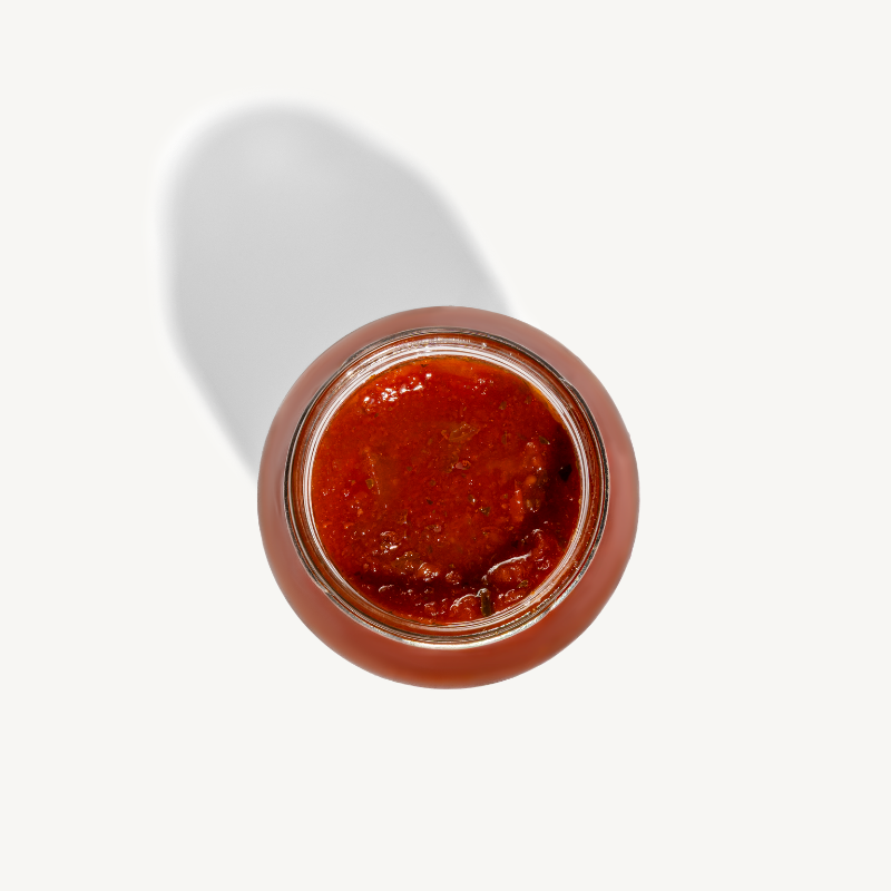 Back label of Bippi Chilli Sugo jar
