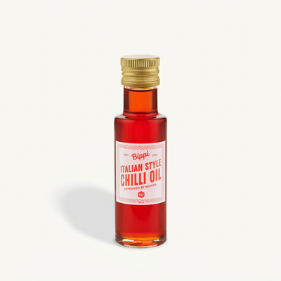 Bottle of Bippi Italian Style Chilli Oil – chilli infused oil drizzler